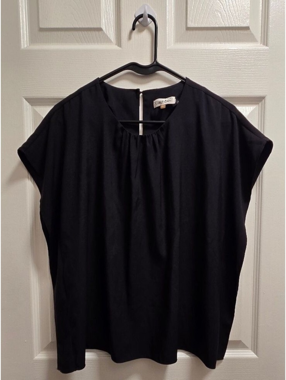 Calvin Klein Black Polyester and Elastane Short Sleeve Blouse Size S